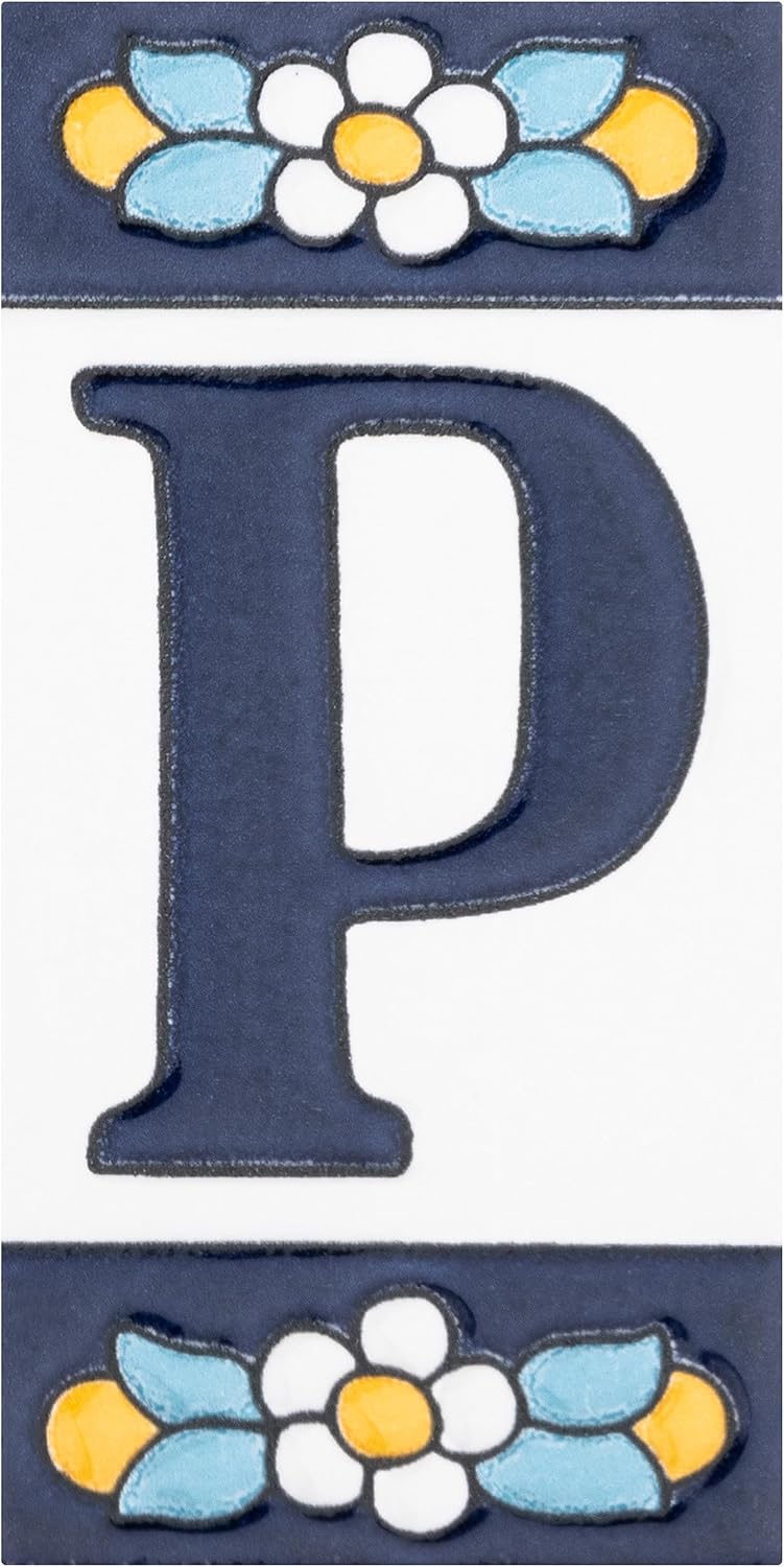 Merola Tile Sevillano Flora Address Letters P 2-1/8" x 4-3/8" Ceramic Wall Tile - Image 1